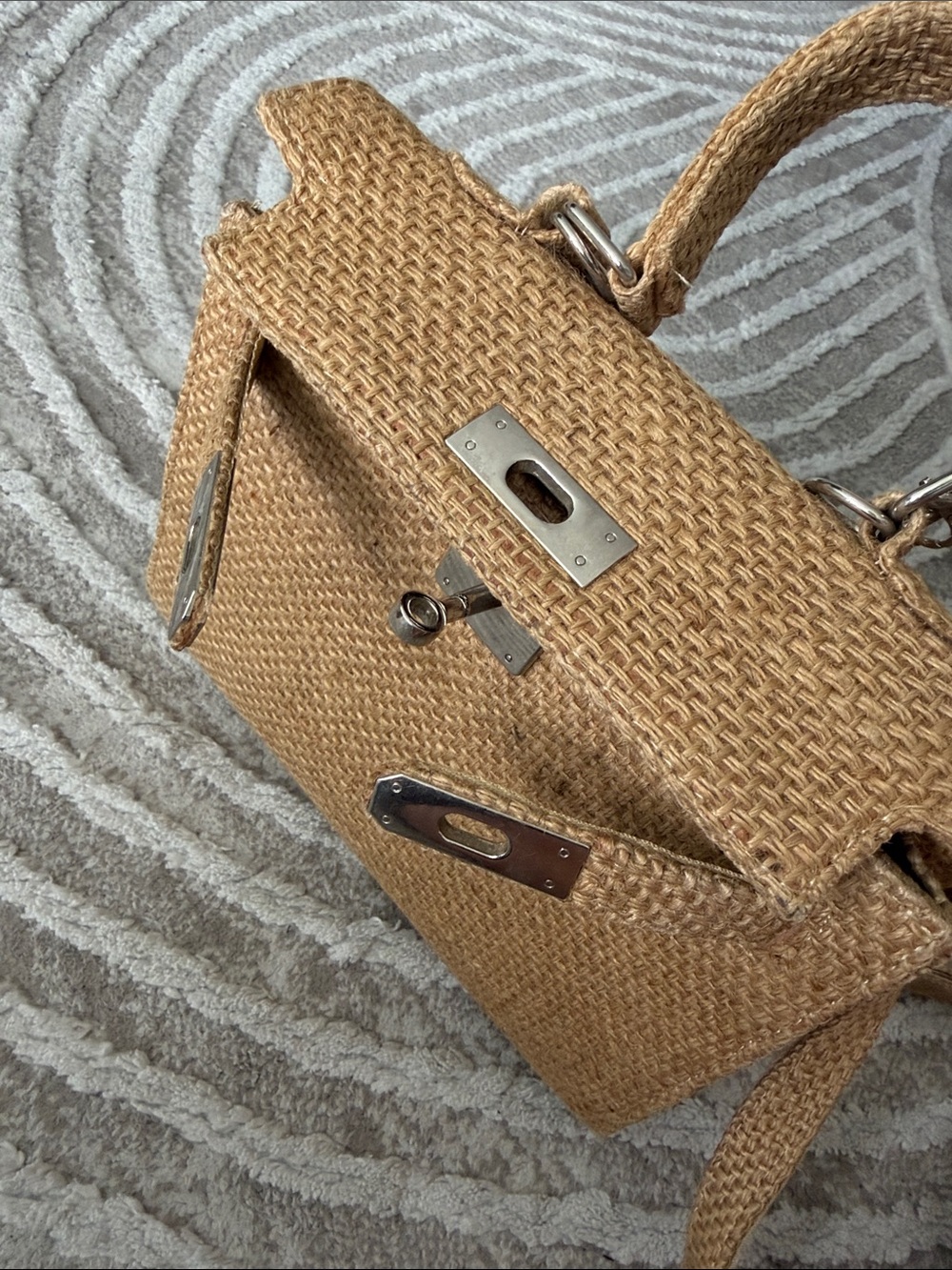 Structured Woven Mini Handbag in Tan - Picture 7 of 7